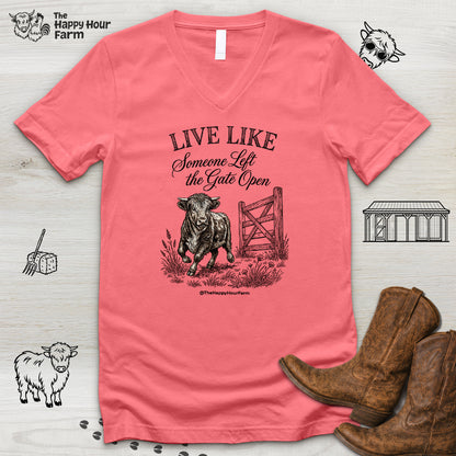 Live Like Someone Left the Gate Open V-Neck Tee