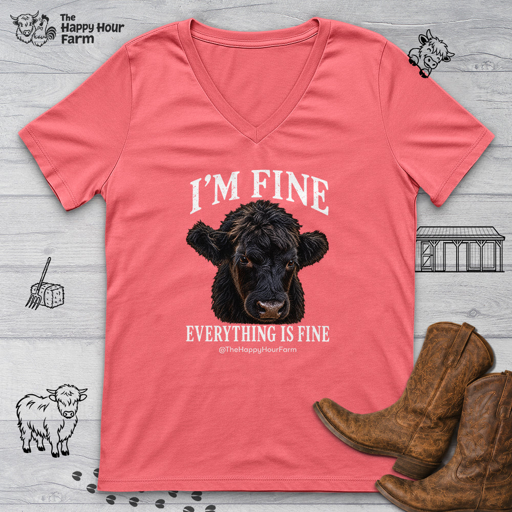 I'm Fine Everything Is Fine V-Neck Tee