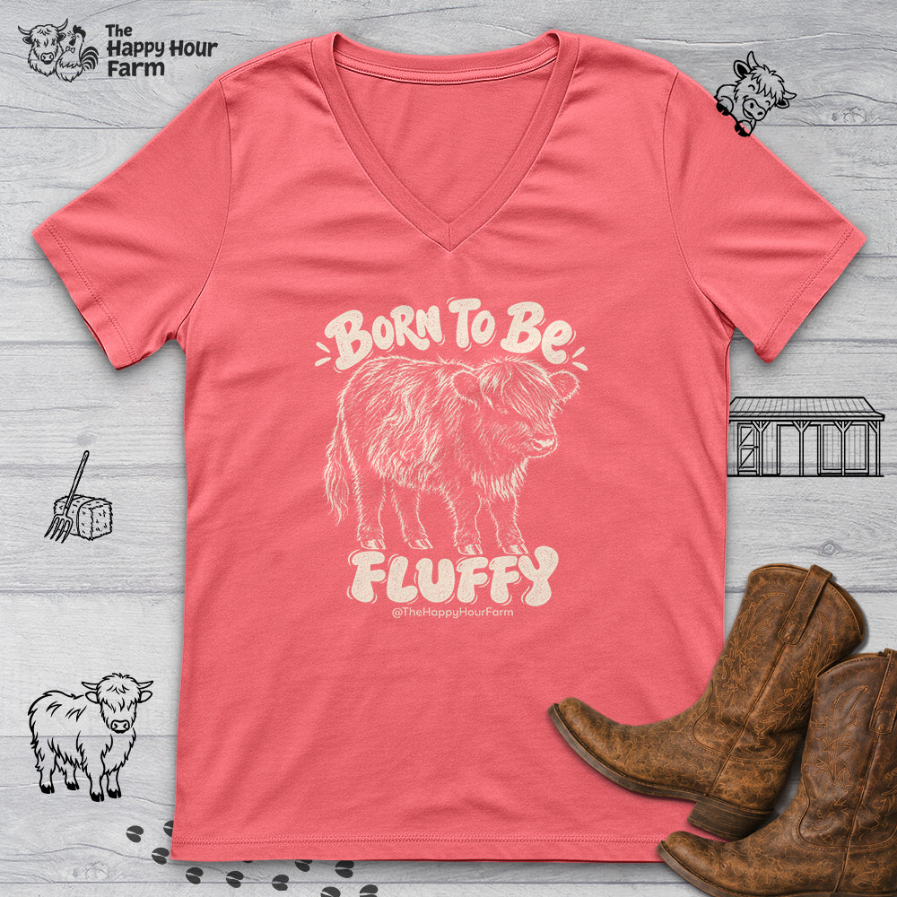Born To Be Fluffy V-Neck Tee