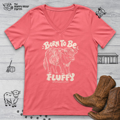 Born To Be Fluffy V-Neck Tee