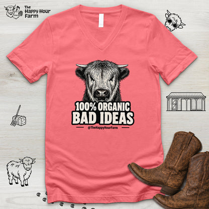100% Organic Bad Ideas V-Neck Tee
