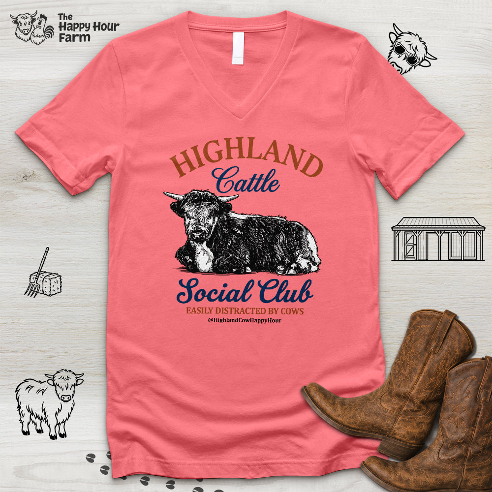 Highland Cattle Social Club V-Neck Tee