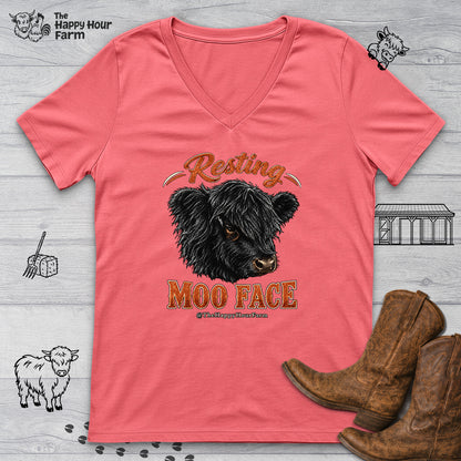 Resting MOO FACE V-Neck Tee