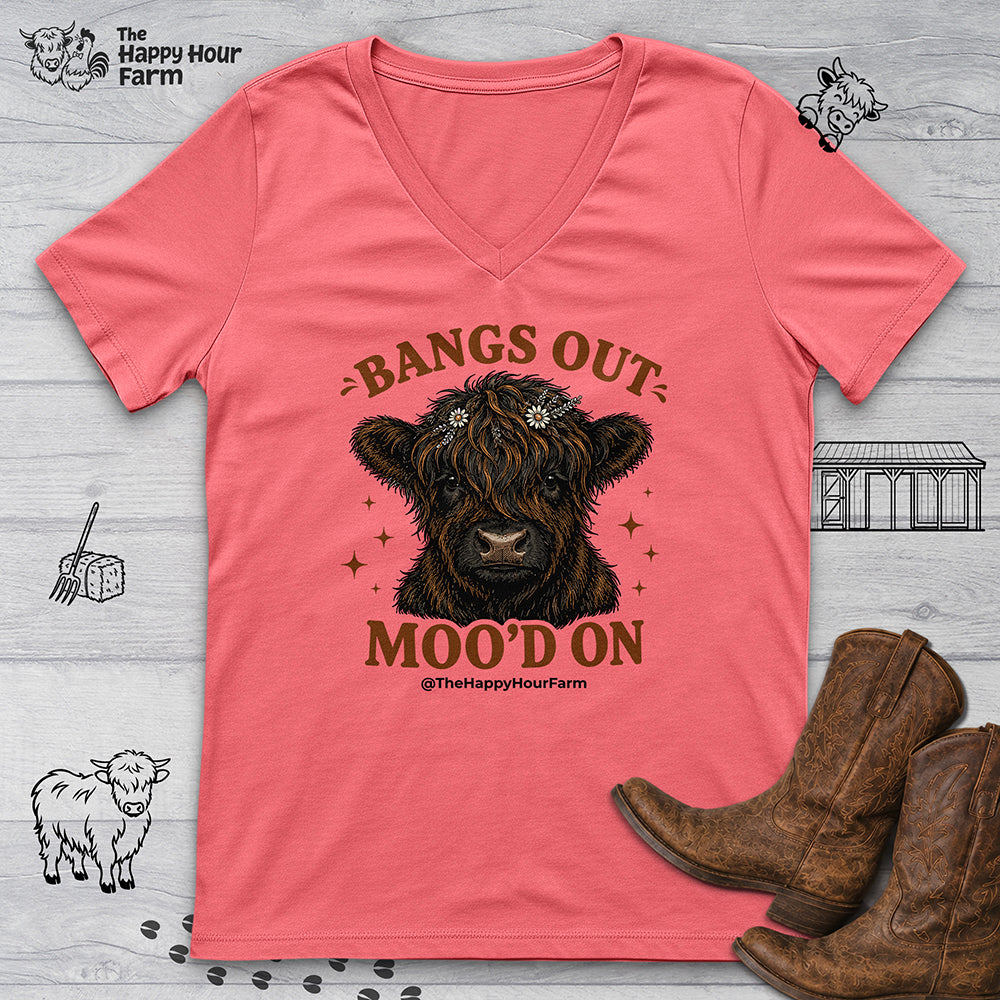 Bangs Out Moo'd On V-Neck Tee