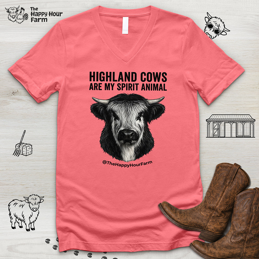 Highland Cows Are My Spirit Animal V-Neck Tee