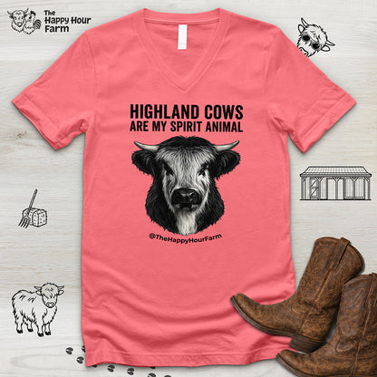 Highland Cows Are My Spirit Animal V-Neck Tee