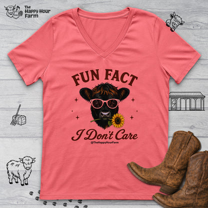 Fun Fact I Don't Care V-Neck Tee