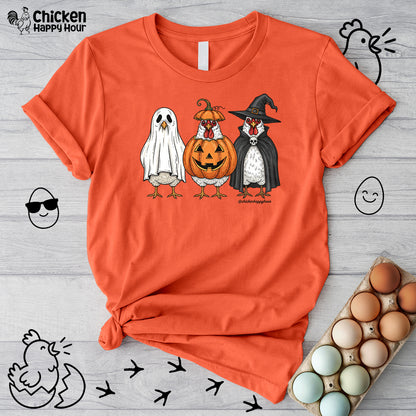 Chickens Wearing Halloween Costumes Unisex Tee