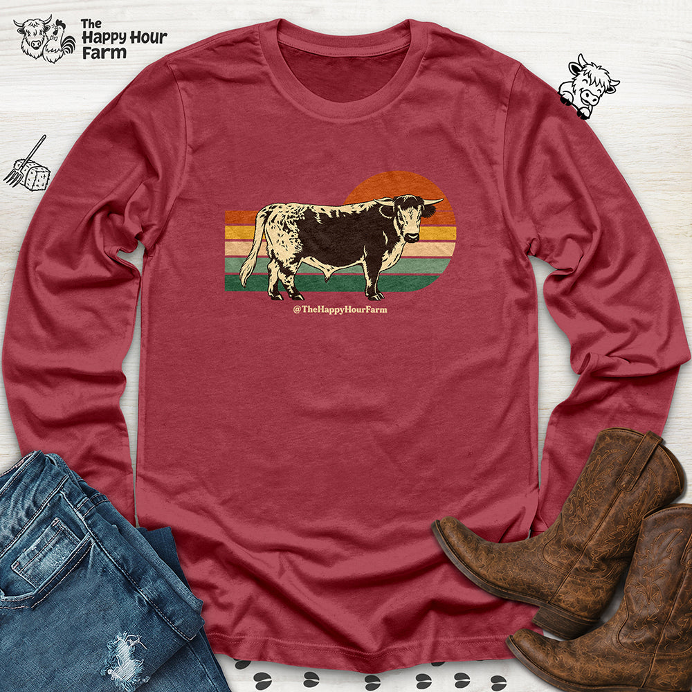 Retro Sunset Cow Long Sleeve