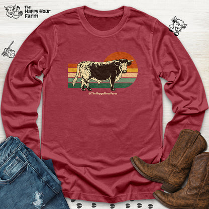 Retro Sunset Cow Long Sleeve