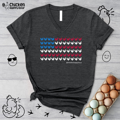 American Flag Chicken V-Neck Tee