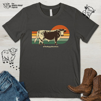 Retro Sunset Cow Unisex Tee