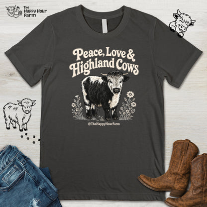 Peace, Love & Highland Cows Unisex Tee