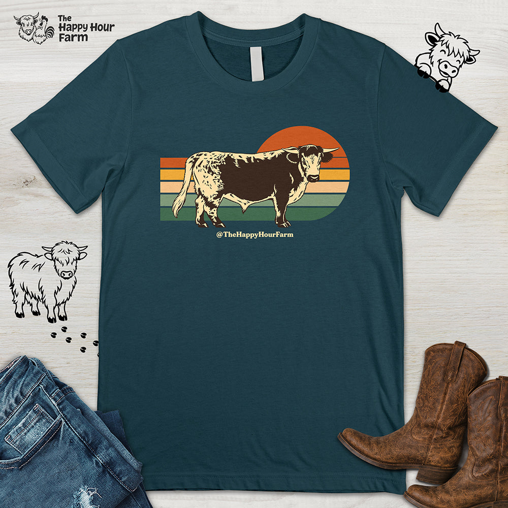 Retro Sunset Cow Unisex Tee
