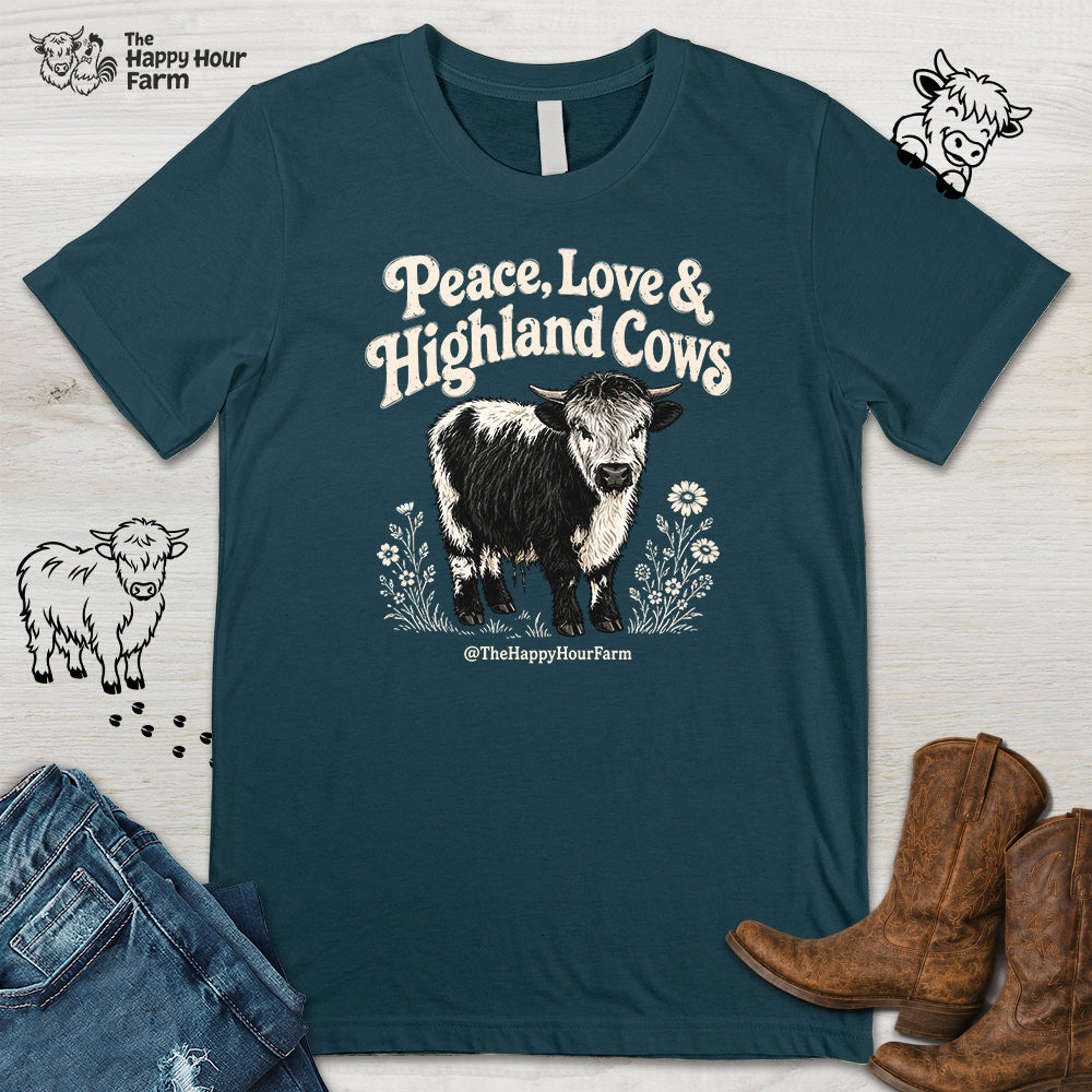 Peace, Love & Highland Cows Unisex Tee