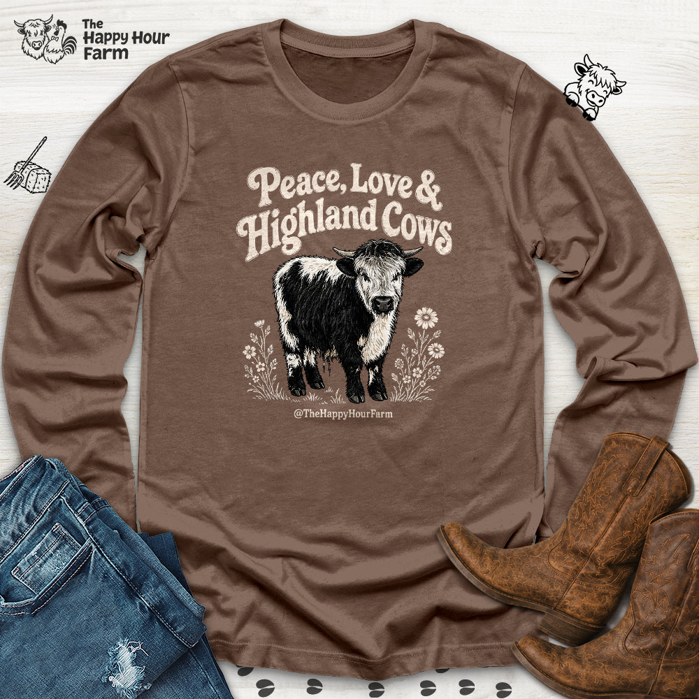 Peace, Love & Highland Cows Long Sleeve