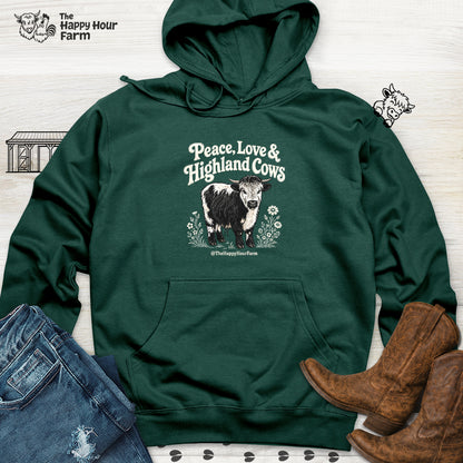 Peace, Love & Highland Cows Hooded Sweatshirt