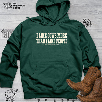 I Like Cows More Than People Hooded Sweatshirt
