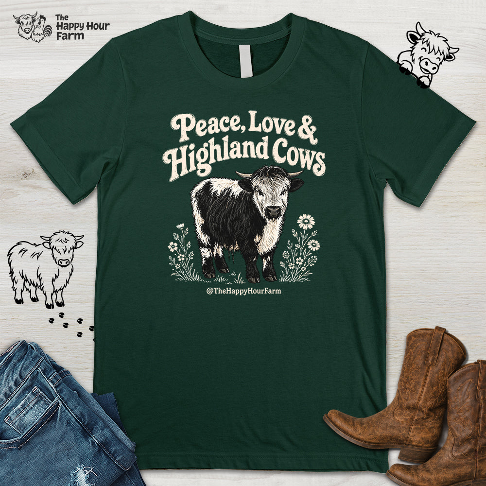 Peace, Love & Highland Cows Unisex Tee