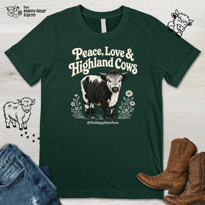 Peace, Love & Highland Cows Unisex Tee