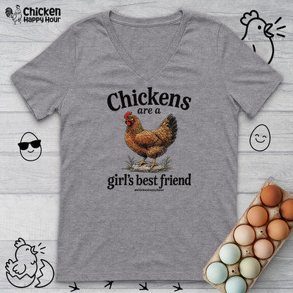 Chickens Are A Girl’s Best Friend V-Neck Tee