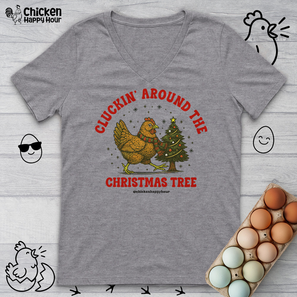 Cluckin' Around The Christmas Tree V-Neck Tee