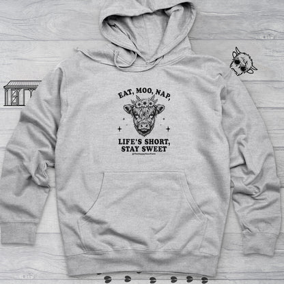 Eat, Moo, Nap Hooded Sweatshirt