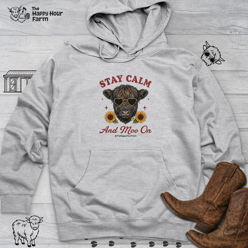 Stay Calm And Moo On Hooded Sweatshirt
