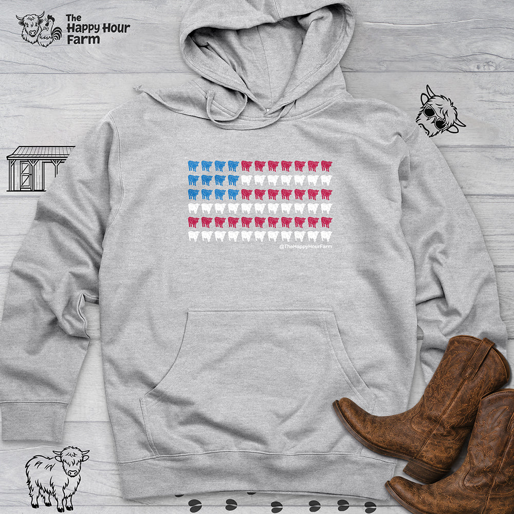 American Flag Cows Hooded Sweatshirt