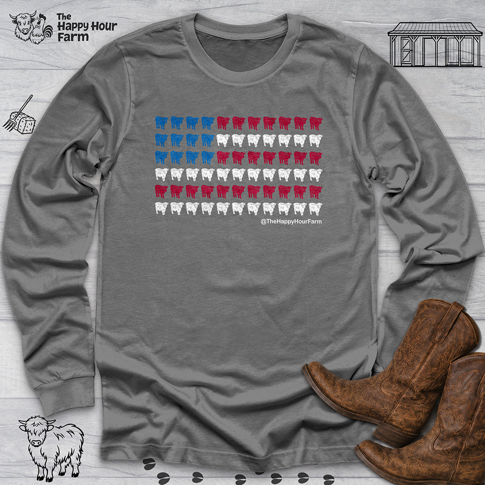 American Flag Cows Long Sleeve