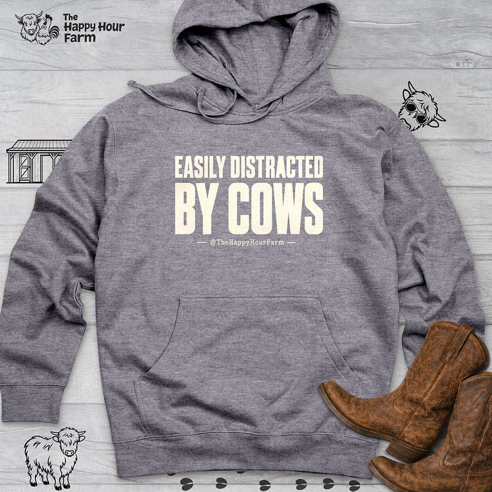 Easily Distracted by Cows Hooded Sweatshirt