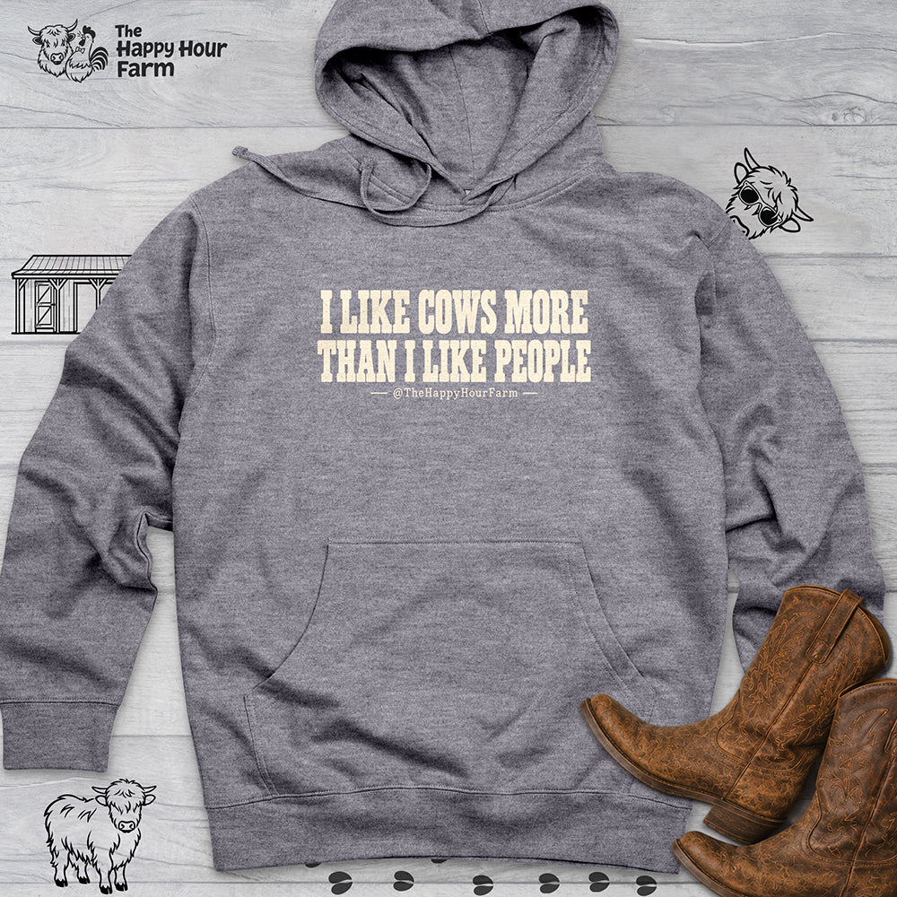 I Like Cows More Than People Hooded Sweatshirt