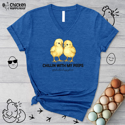 Chillin with my Peeps V-Neck Tee