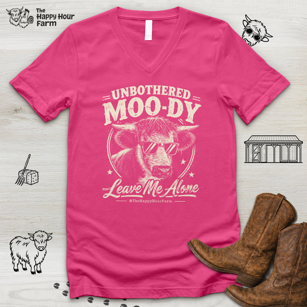 Unbothered Moo-Dy Leave Me Alone V-Neck Tee