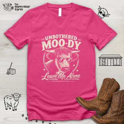 Unbothered Moo-Dy Leave Me Alone V-Neck Tee