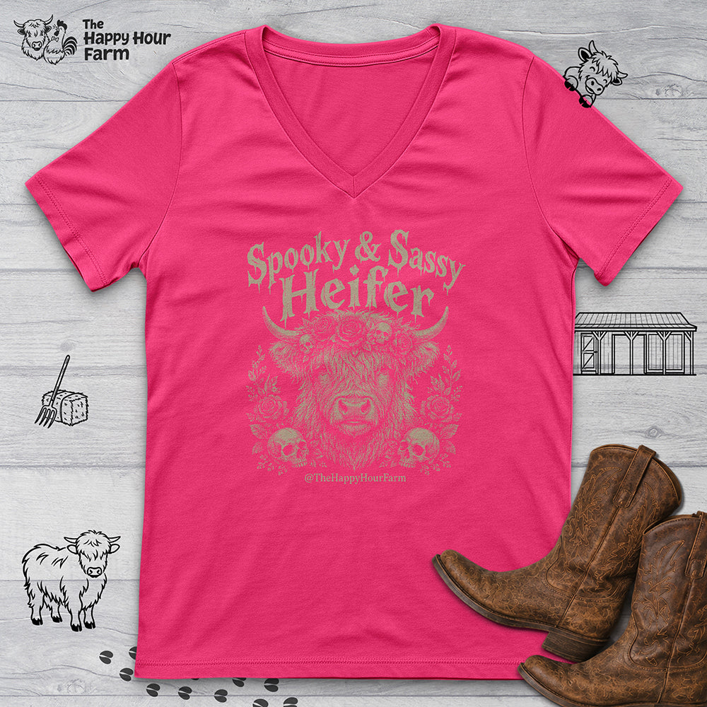 Spooky & Sassy Heifer V-Neck Tee