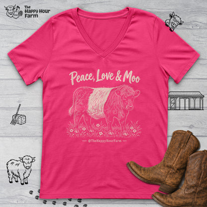 Peace, Love & Moo V-Neck Tee