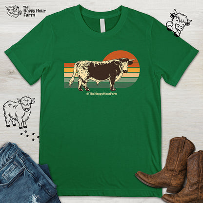 Retro Sunset Cow Unisex Tee