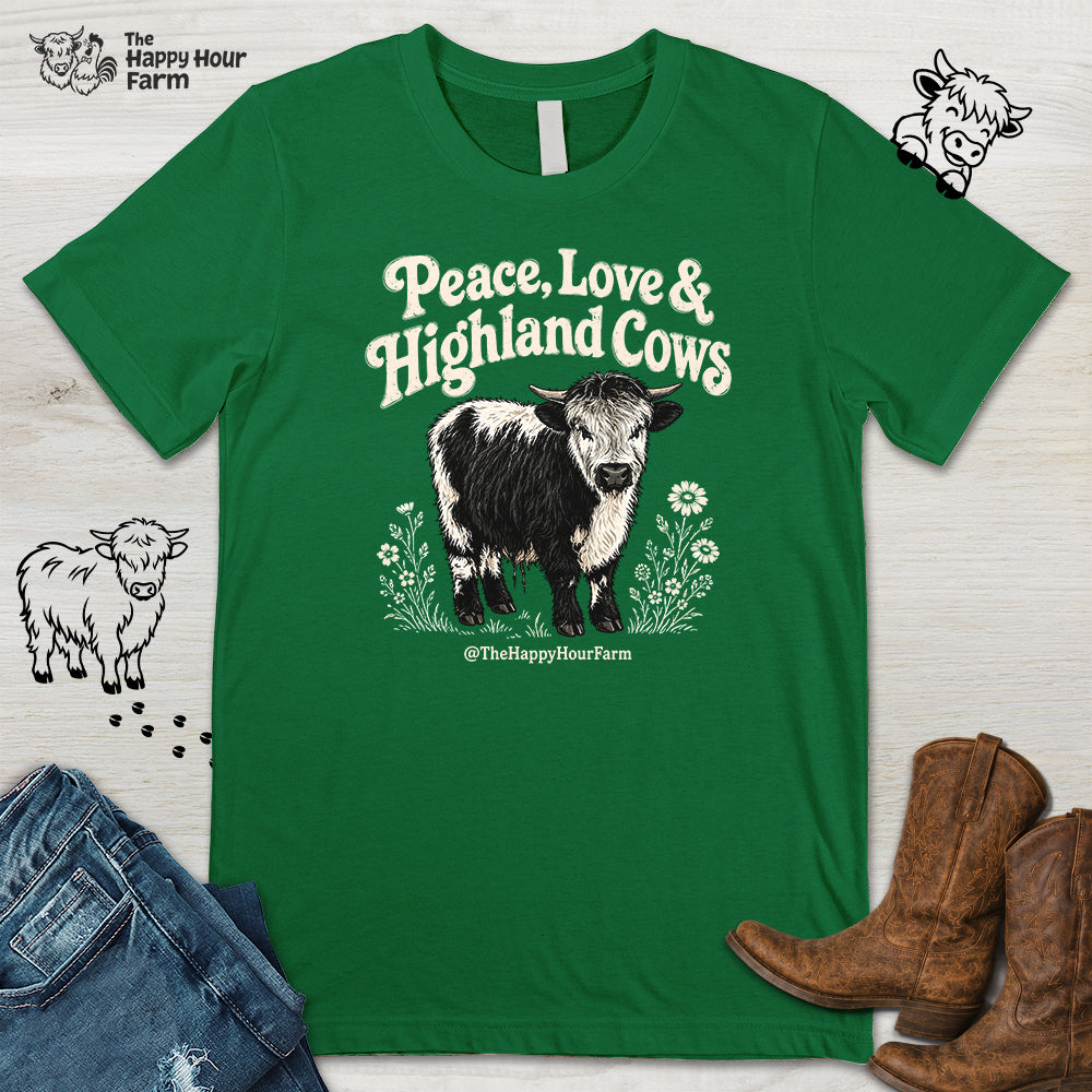 Peace, Love & Highland Cows Unisex Tee