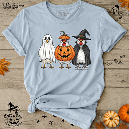 Chickens Wearing Halloween Costumes Unisex Tee