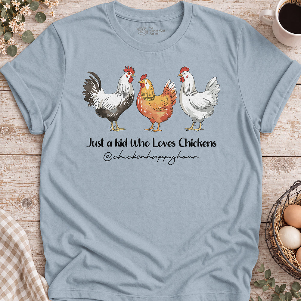 Just a Kid Who Loves Chickens Unisex Tee