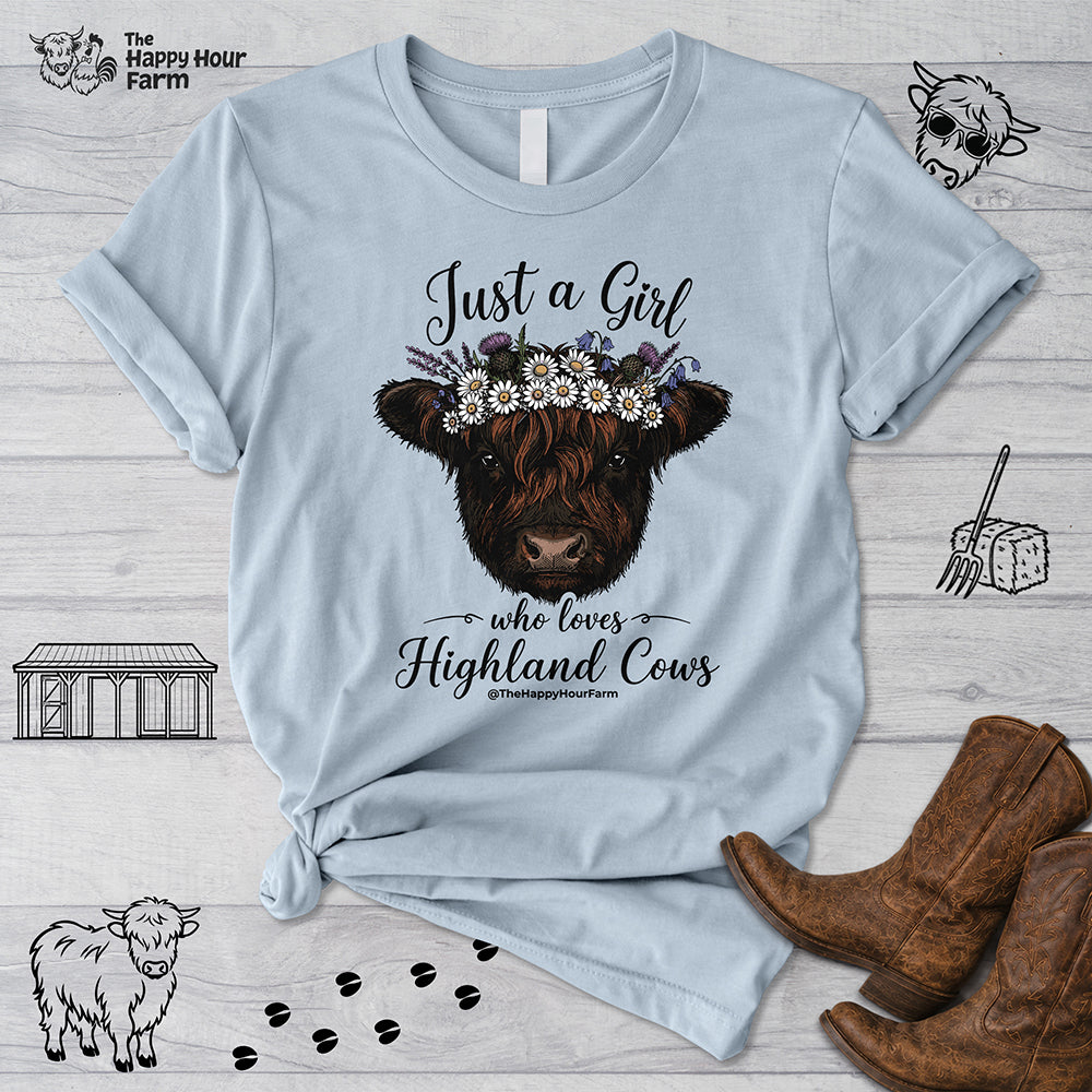 Just a Girl Who Love Highland Cow Unisex Tee