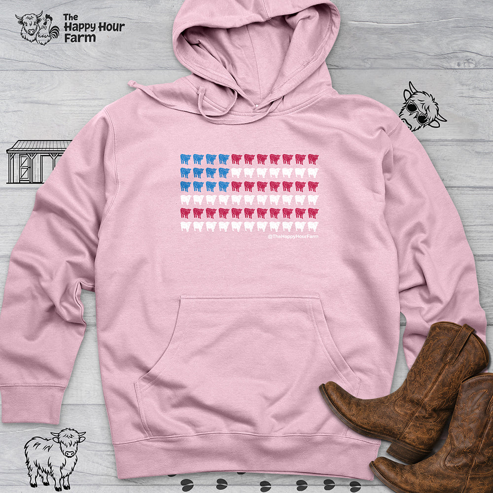 American Flag Cows Hooded Sweatshirt