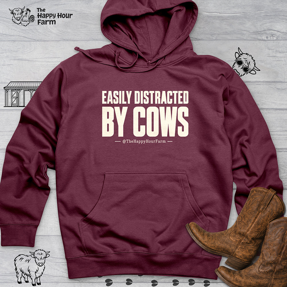 Easily Distracted by Cows Hooded Sweatshirt