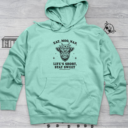 Eat, Moo, Nap Hooded Sweatshirt