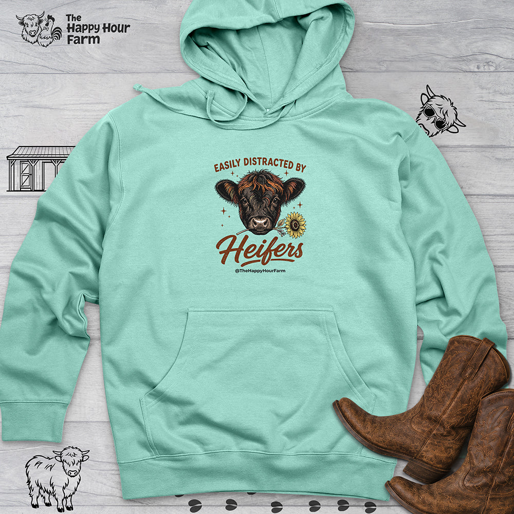 Easily Distracted by Heifer Hooded Sweatshirt