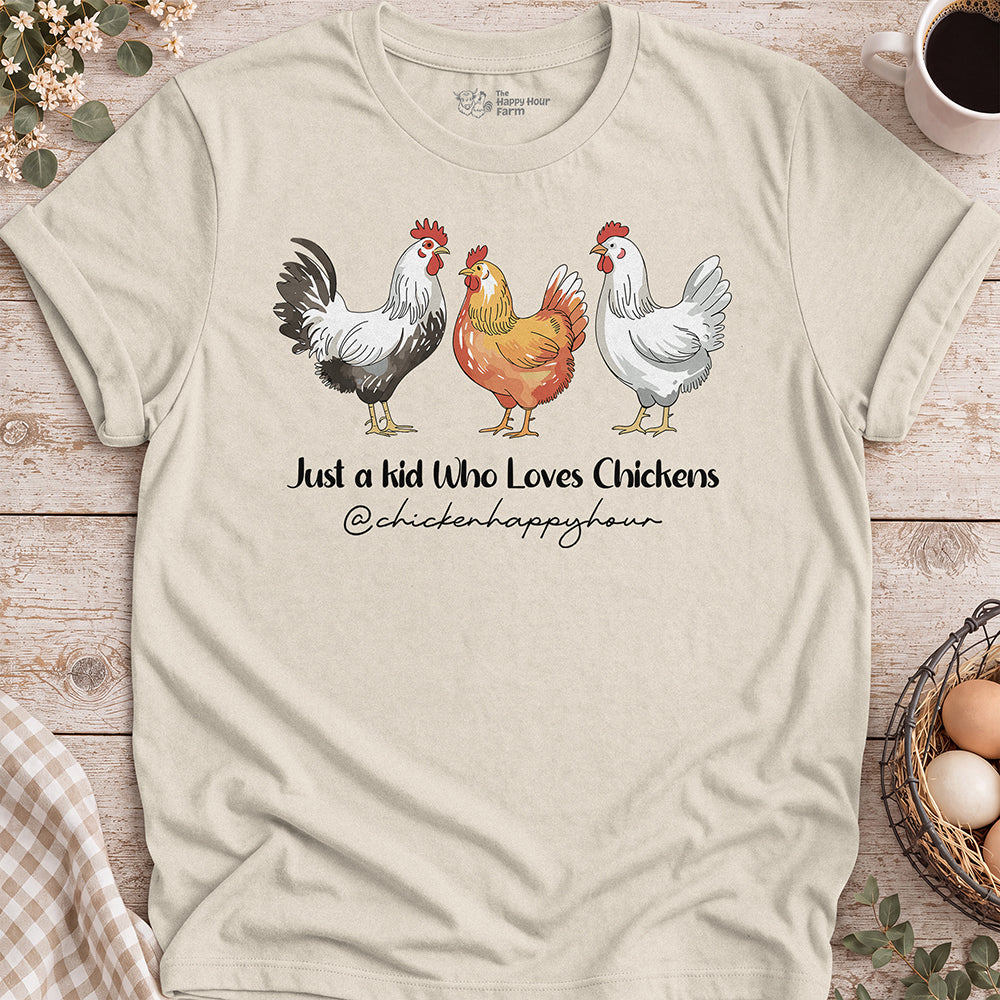 Just a Kid Who Loves Chickens Unisex Tee