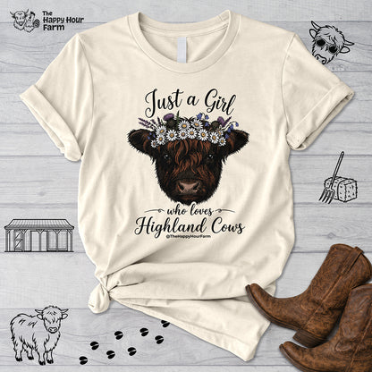 Just a Girl Who Love Highland Cow Unisex Tee