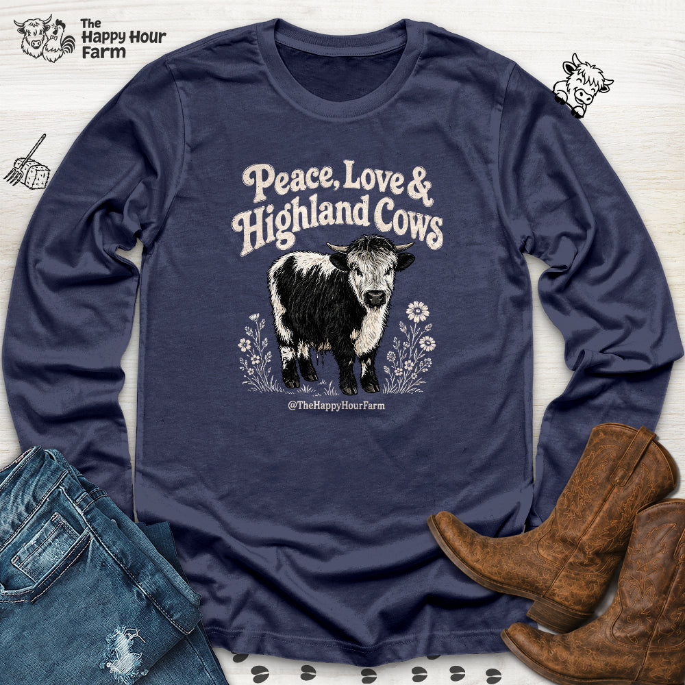 Peace, Love & Highland Cows Long Sleeve