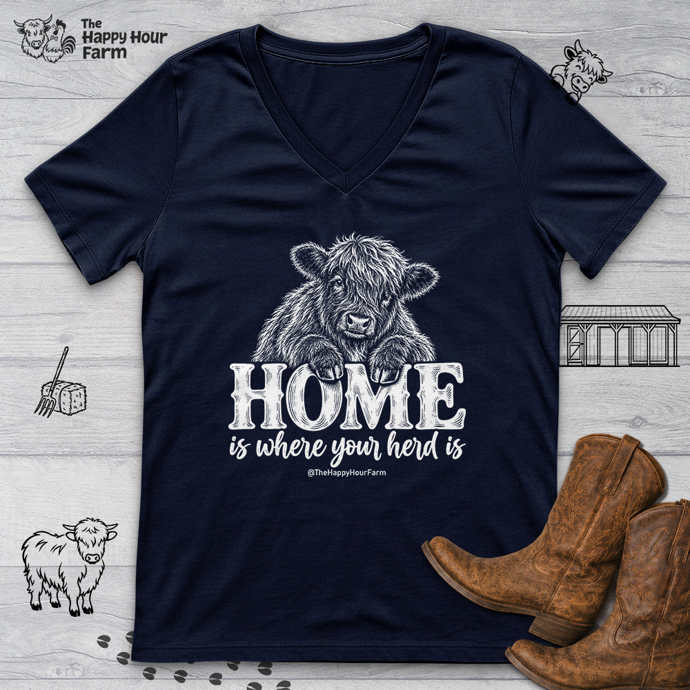 Home Is Where Your Herd Is V-Neck Tee